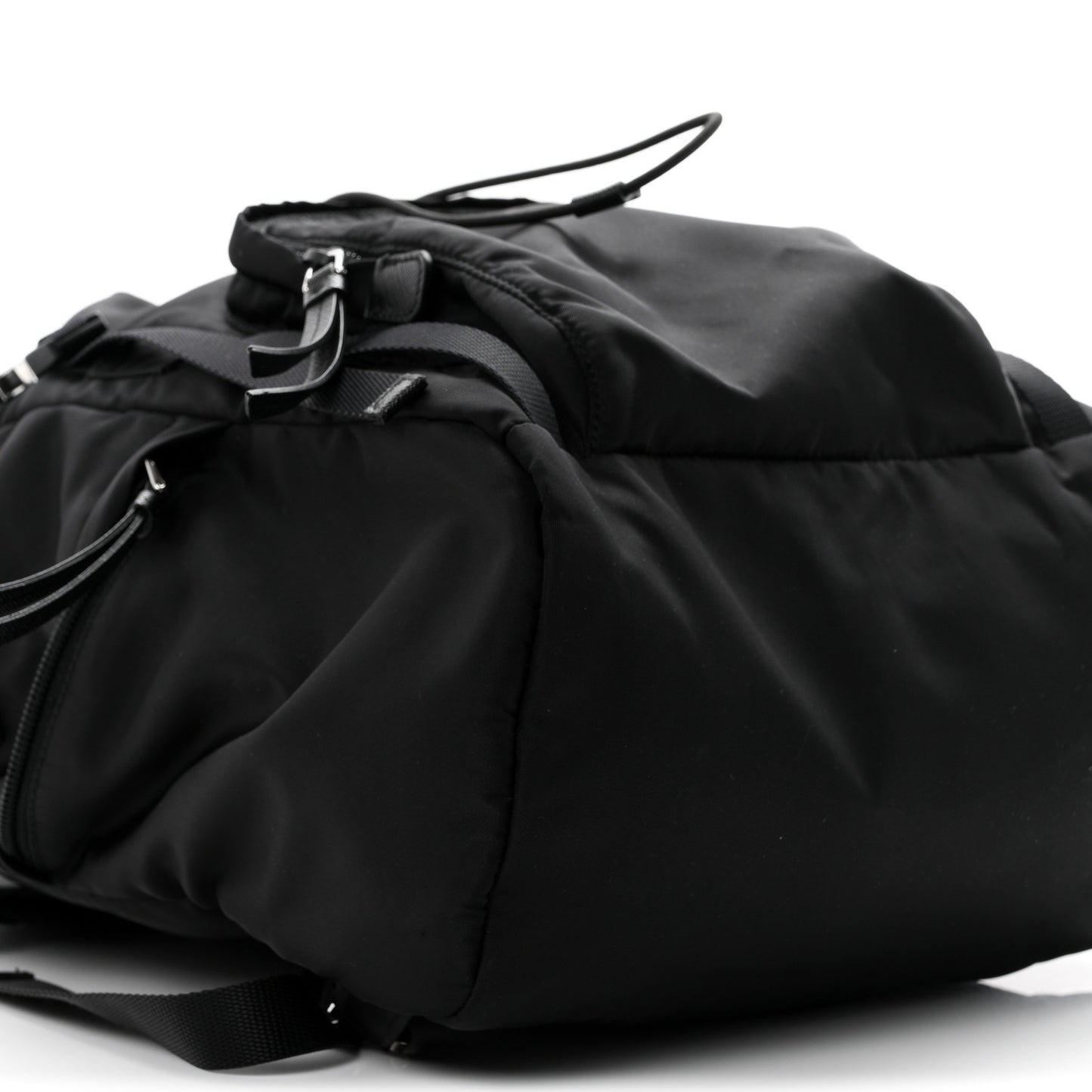Re-Nylon Saffiano Logo Double Buckle Backpack Black