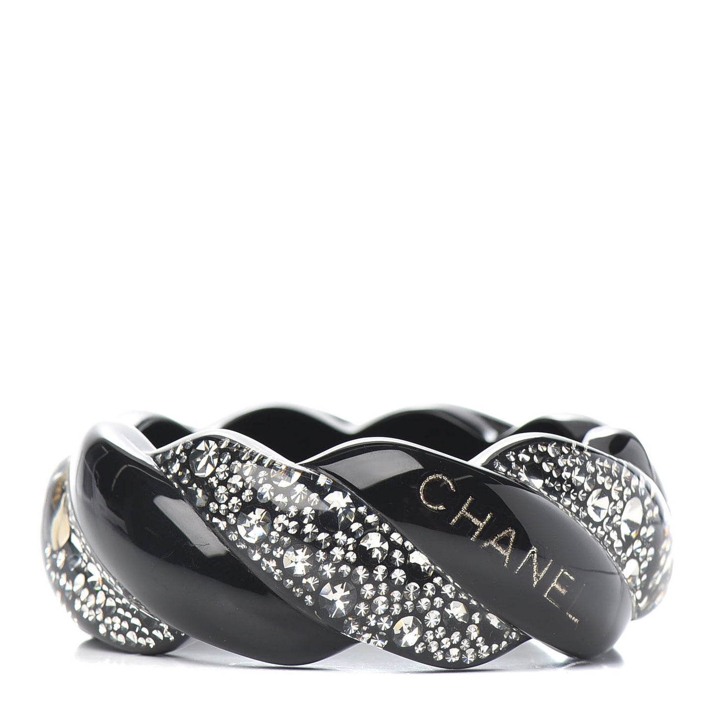 Resin Crystal CC Cuff Bracelet Black