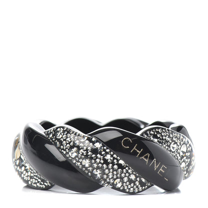 Chanel Resin Crystal CC Cuff Bracelet Black 1 of 5