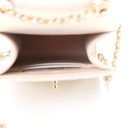 Chanel Iridescent Lambskin Quilted CC Phone Holder Ivory 5 of 12