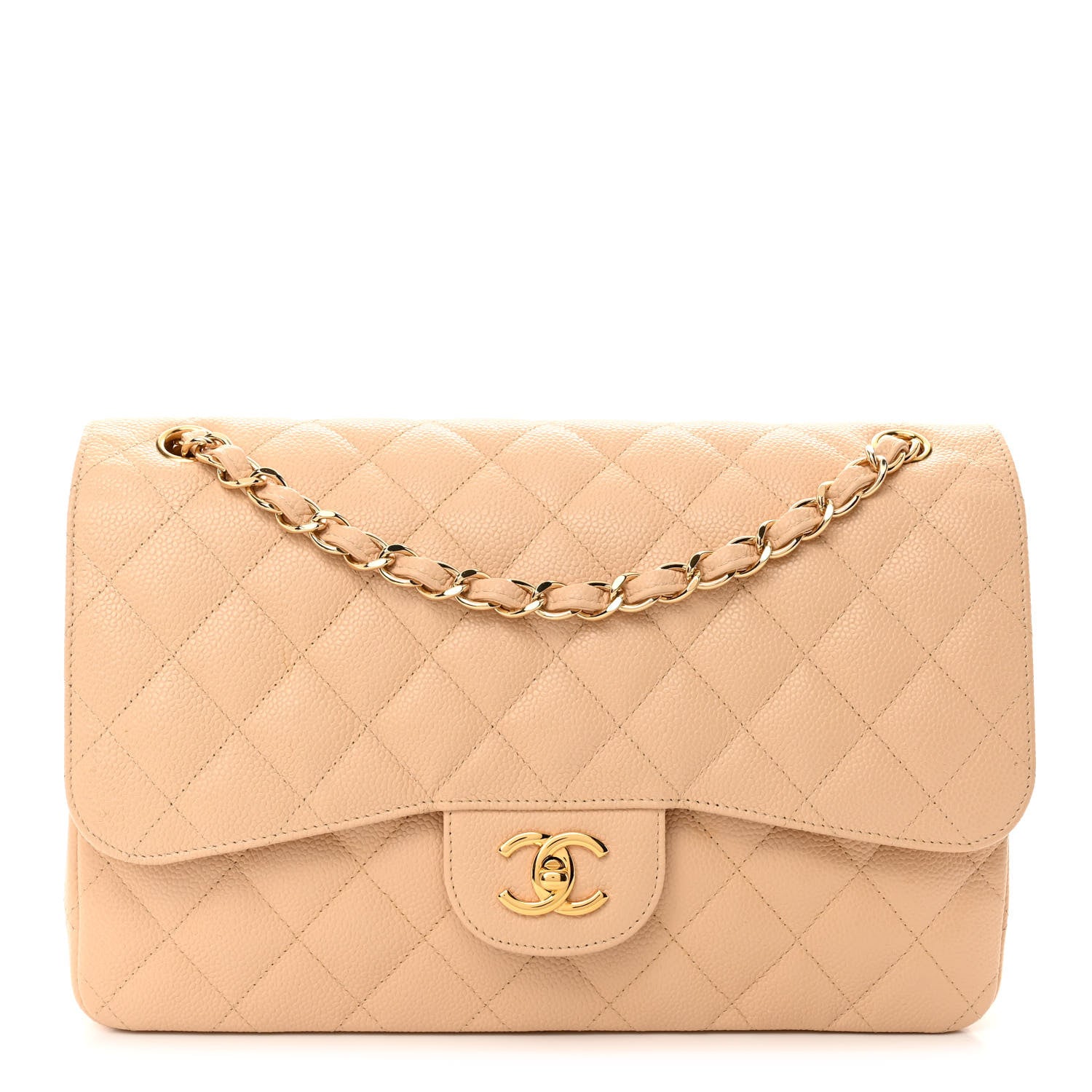 Chanel Caviar Quilted Jumbo Double Flap Beige 1 of 12