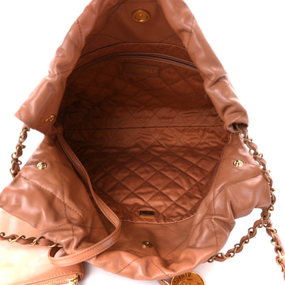 Chanel Shiny Calfskin Quilted Small Chanel 22 Camel 6 of 13