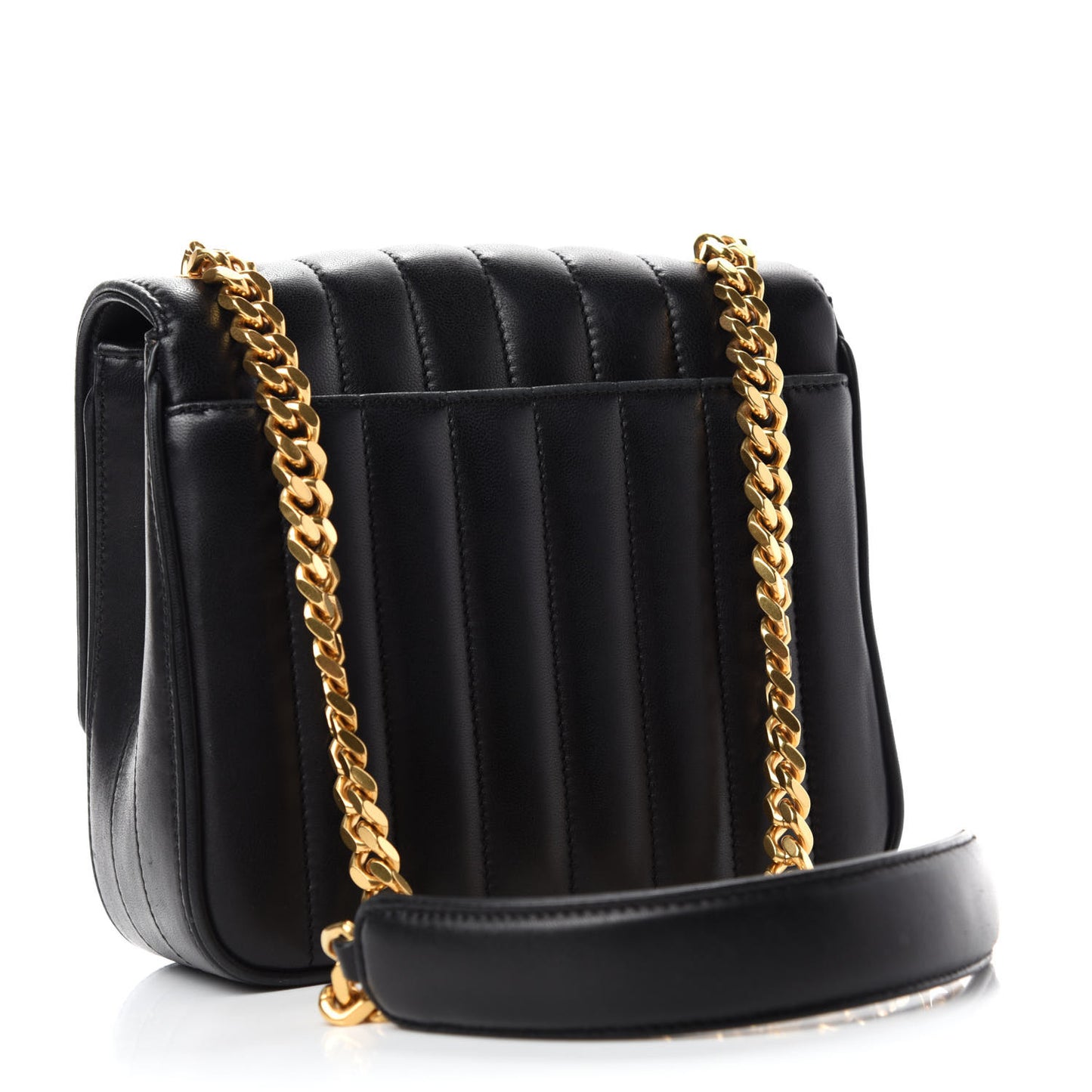 Lambskin Matelasse Monogram Medium Vicky Chain Bag Black