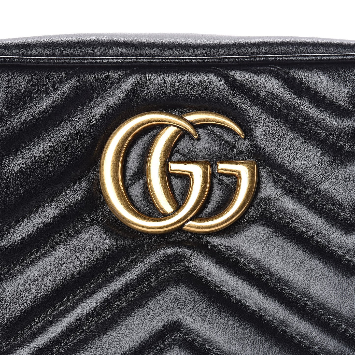 Calfskin Matelasse Small GG Marmont Chain Shoulder Bag Black