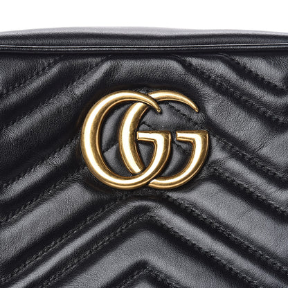 Gucci Calfskin Matelasse Small GG Marmont Chain Shoulder Bag Black 10 of 12