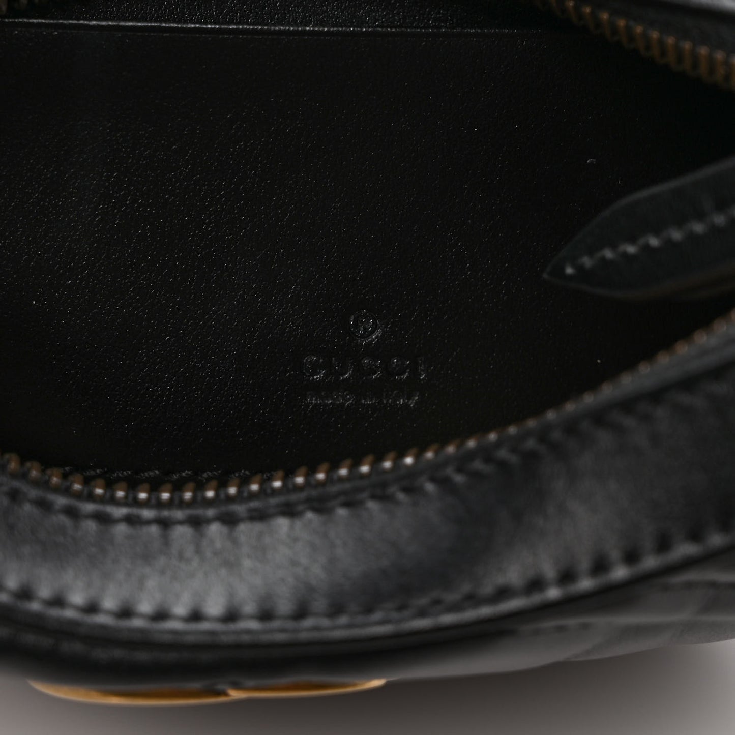 Calfskin Matelasse Chevron Mini GG Marmont Half Moon Hobo Black