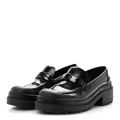 Christian Dior Brushed Calfskin Rubber Dior Code Cap Toe Lug Sole 35mm Loafers 40 Black 4 of 11