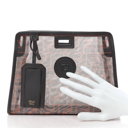 Fendi Mesh Vitello Century FF 1974 Mini Peekaboo Defender Cover Marrone Black Ebano 2 of 12