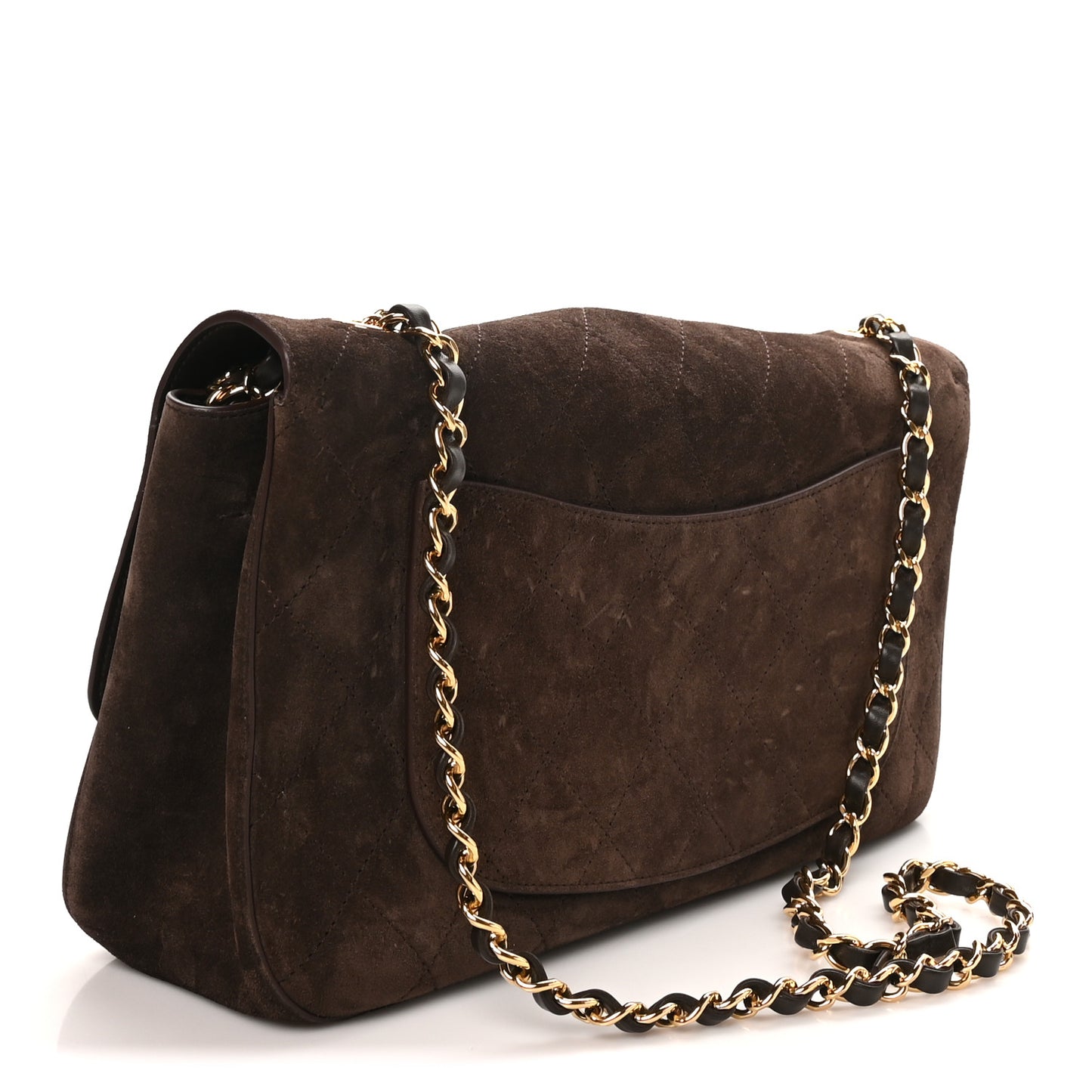 Suede Calfskin Small Souplissimo Maxi Flap Dark Brown