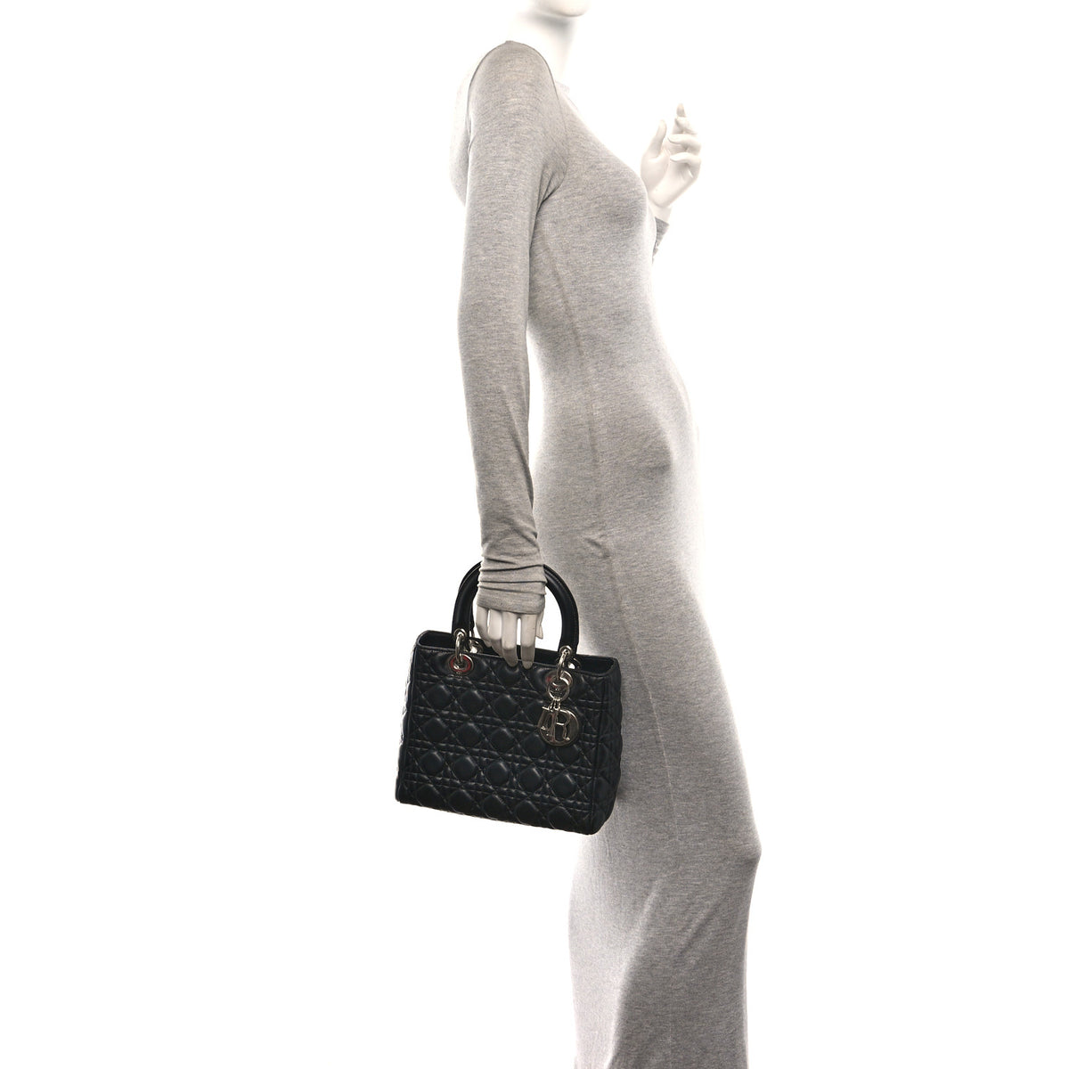 Christian Dior Lambskin Cannage Medium Lady Dior Black 2 of 10
