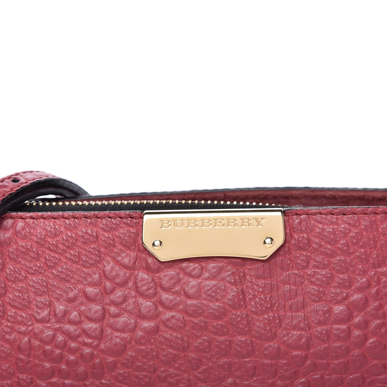 Burberry Signature Grain Calfskin Check Embossed Small Chichester Crossbody Clutch Bag Dark Plum 10 of 10