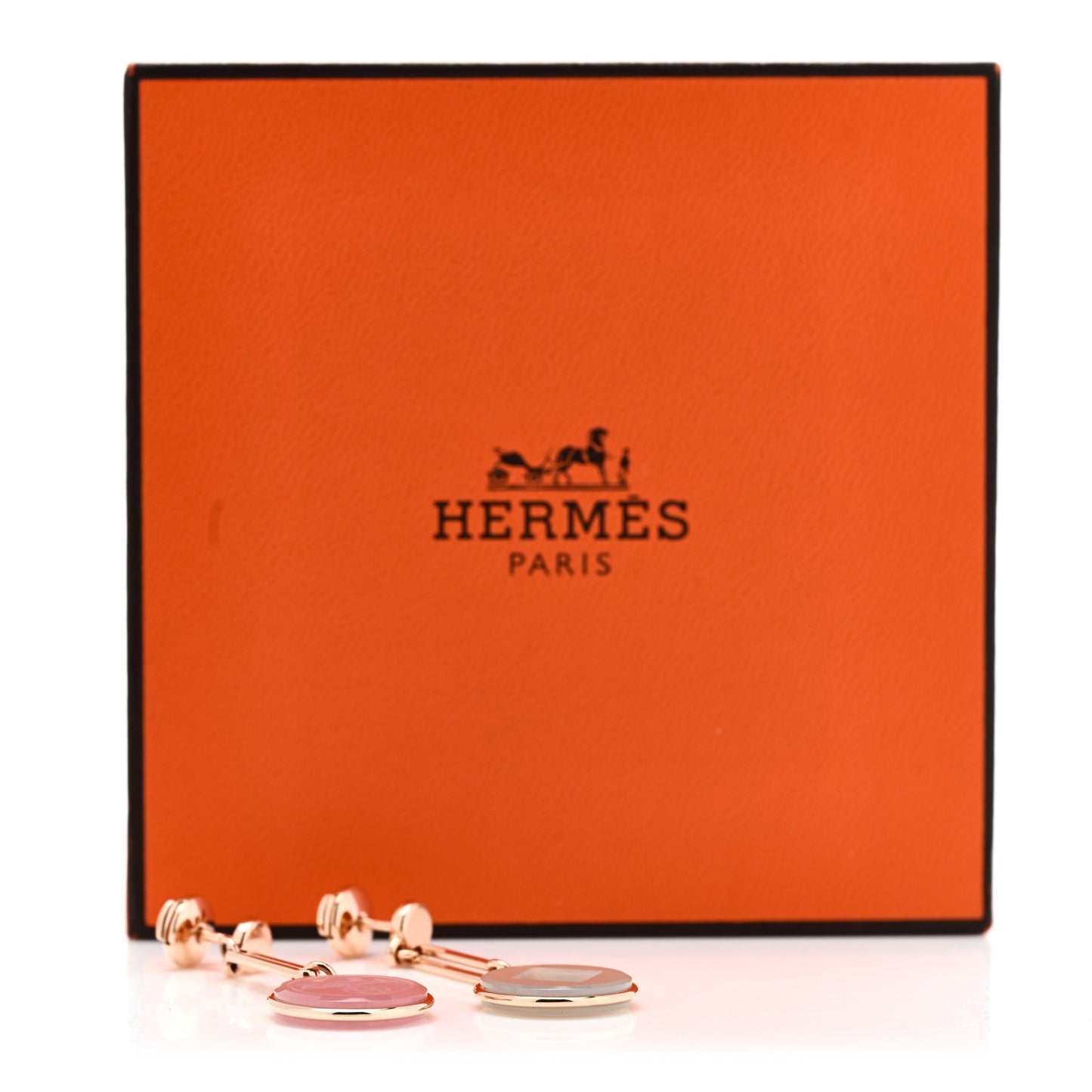 18K Rose Gold Pink Chalcedony Grey Agate Ex-Libris Drop Earrings