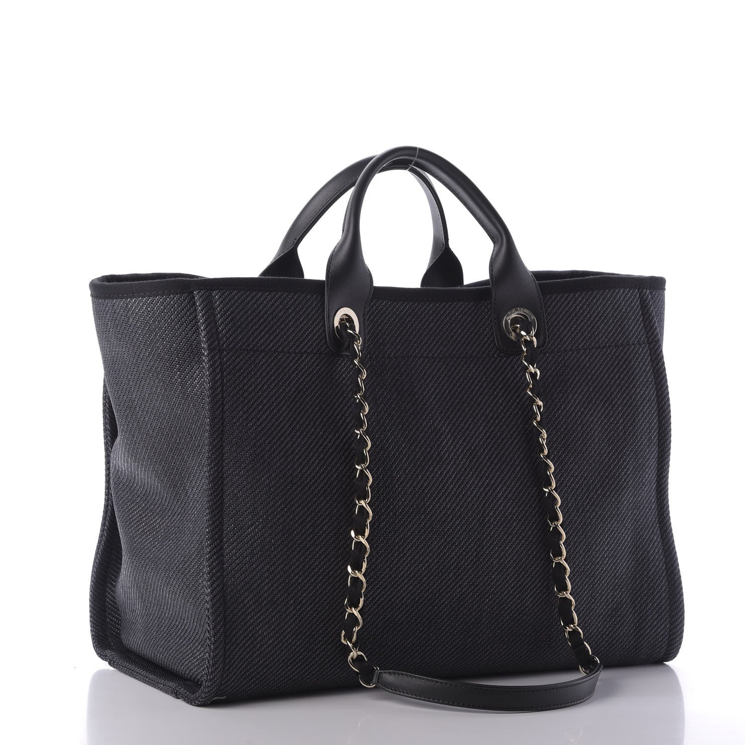 Chanel Mixed Fibers Calfskin Medium Deauville Tote Black 3 of 10