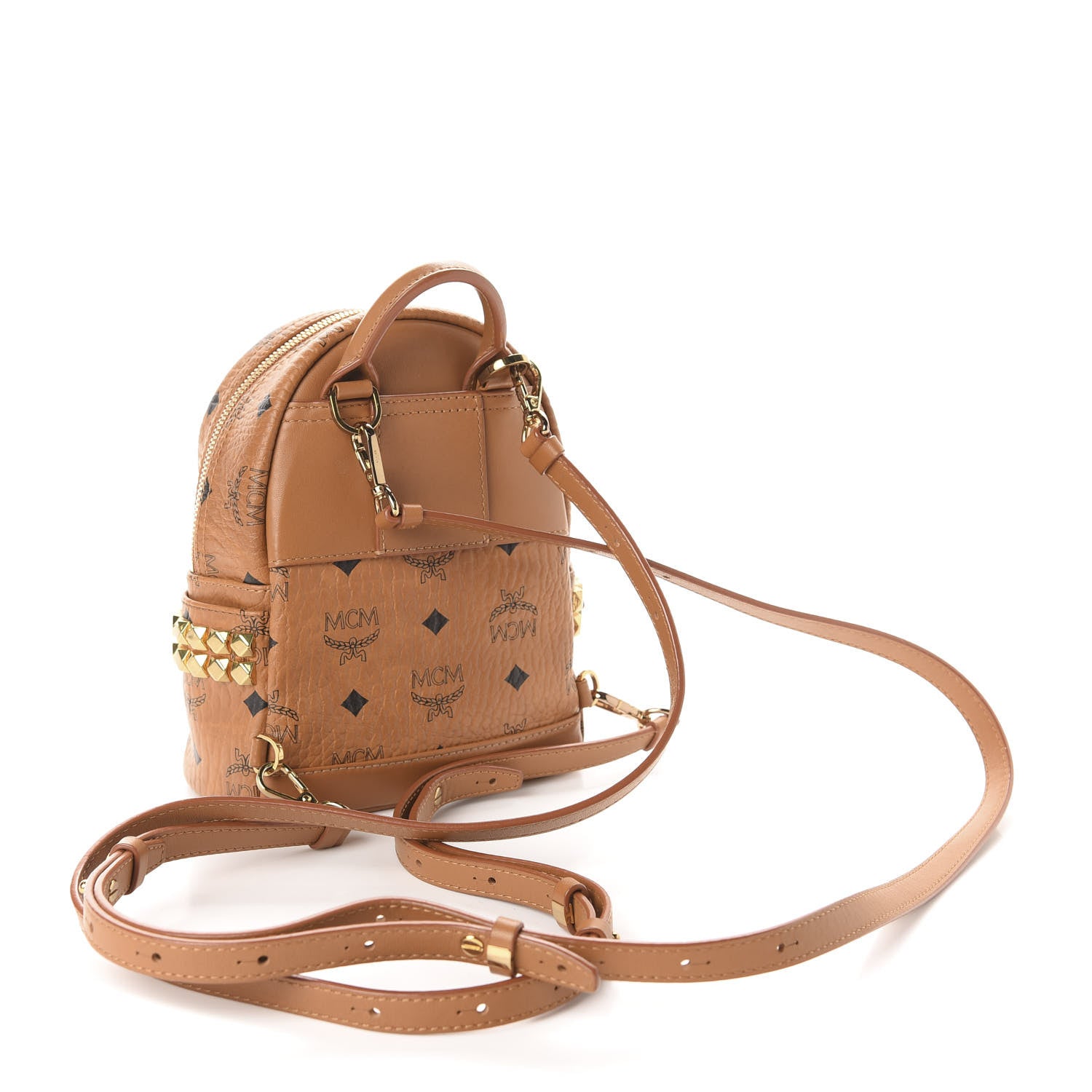 MCM Visetos Side Stud X-Mini Stark Backpack Cognac 2 of 8