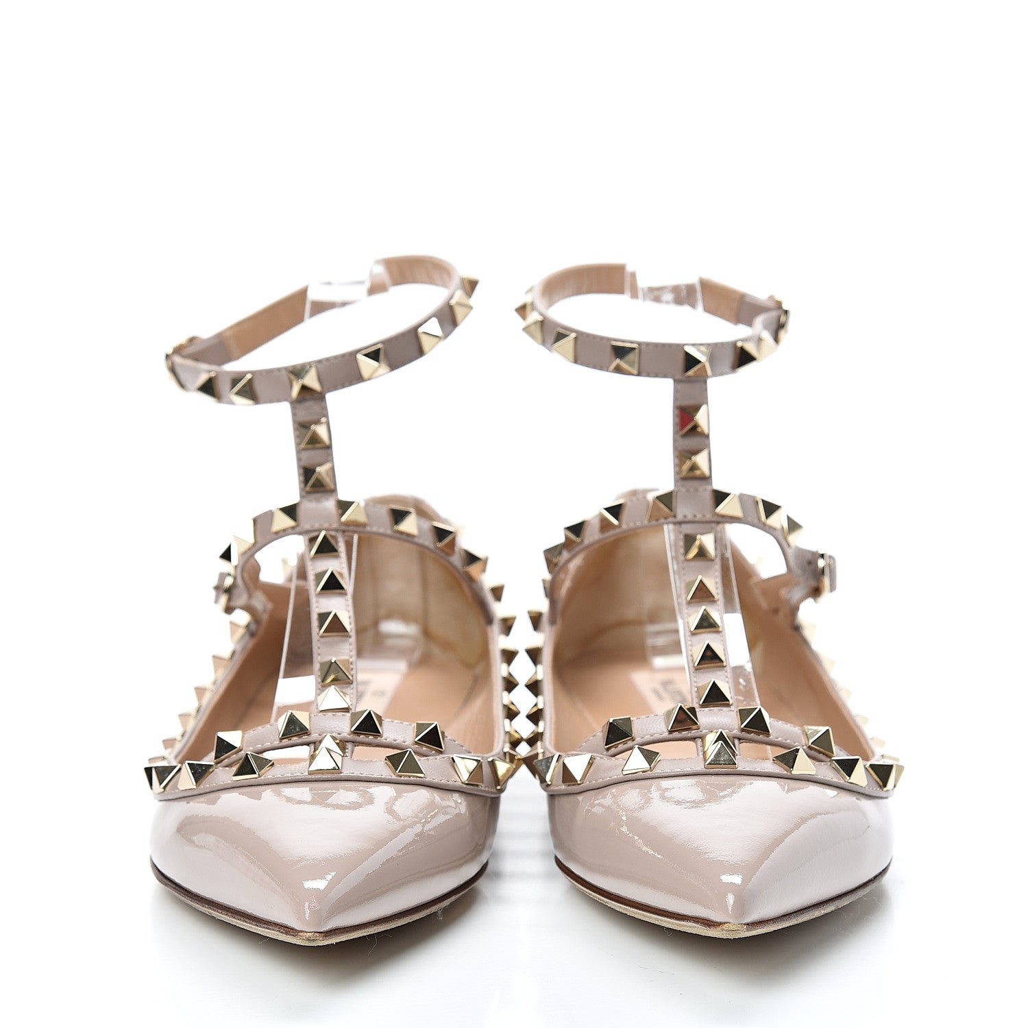 Valentino Garavani Patent Rockstud Cage Ballerina Flats 39 Poudre 2 of 14