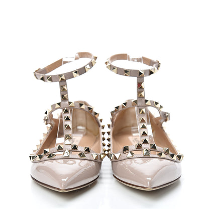 Valentino Garavani Patent Rockstud Cage Ballerina Flats 39 Poudre 2 of 14