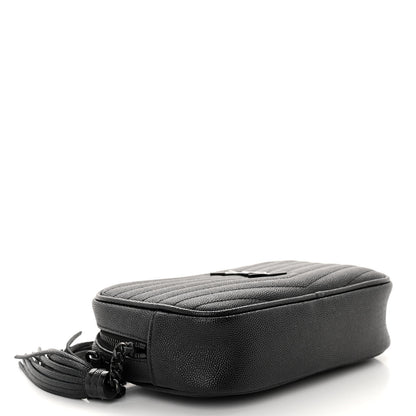 Saint Laurent Grain De Poudre Matelasse Monochrome Monogram Mini Lou Camera Bag Black 4 of 9