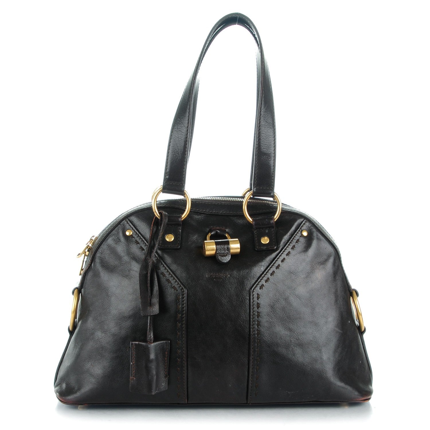 Saint Laurent Patent Calfskin Medium Muse Chocolate 1 of 8