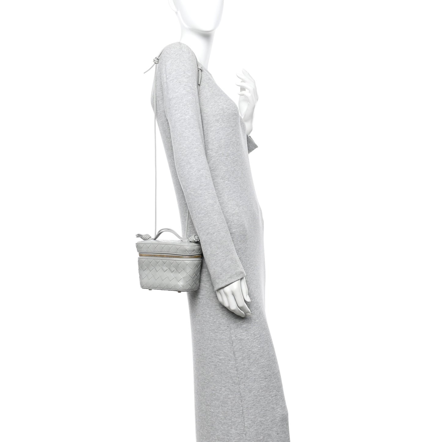 Nappa Intrecciato Small Vanity Case On Strap Agate Grey