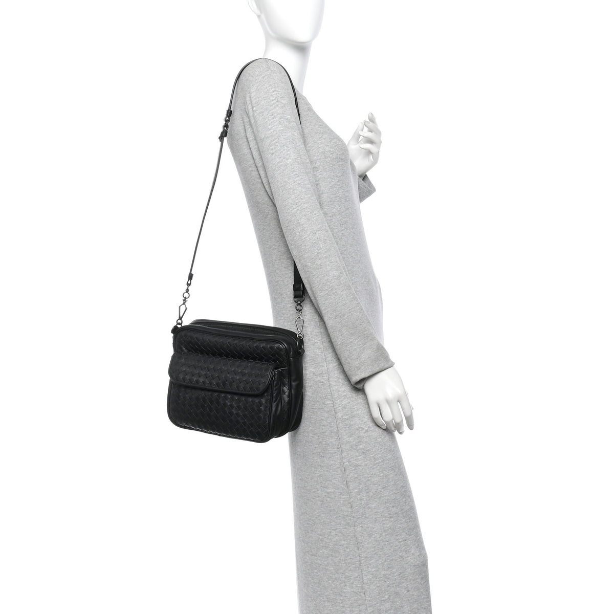 Nappa Intrecciato Messenger Bag Black