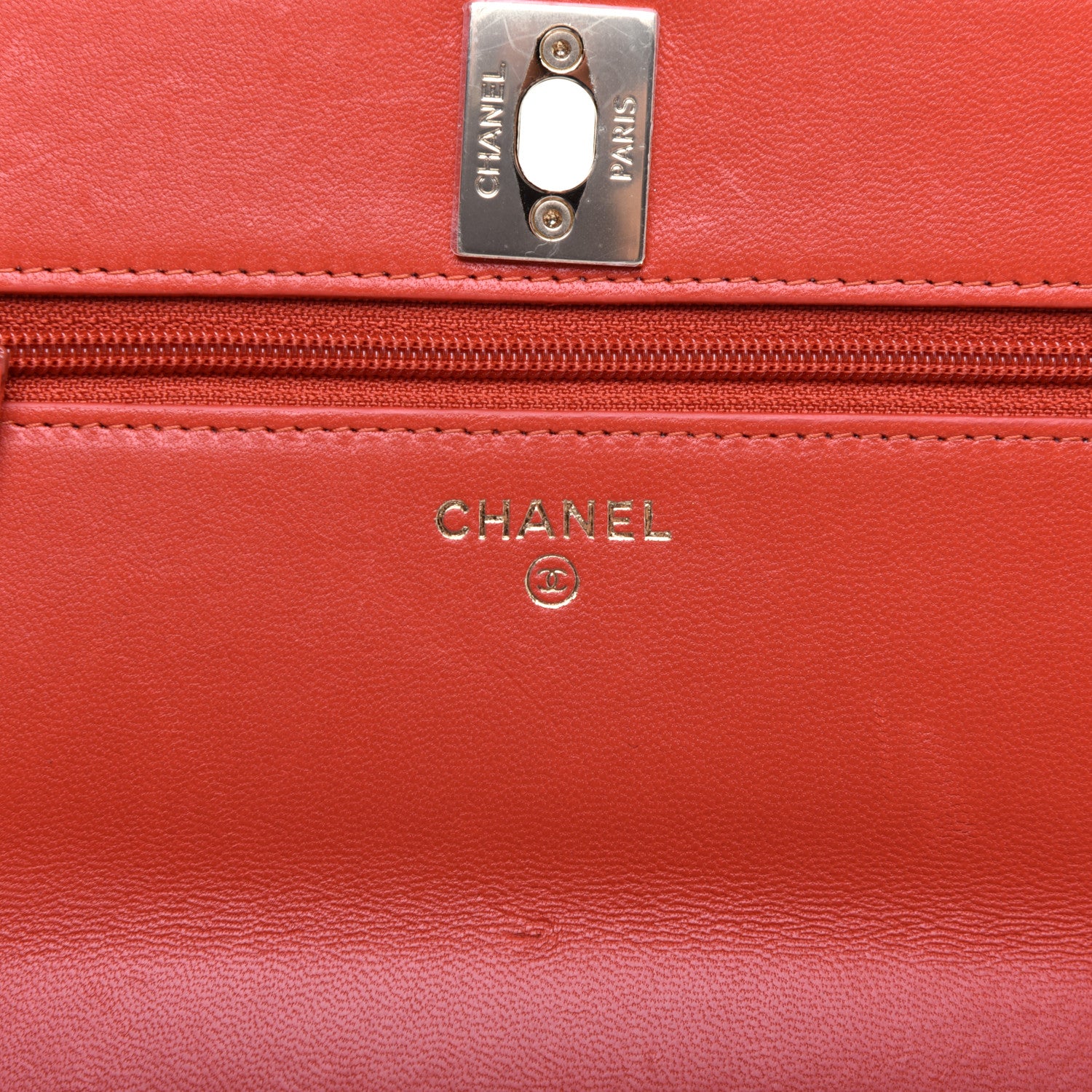 Chanel Lambskin Quilted Trendy CC Wallet On Chain WOC Orange 8 of 11