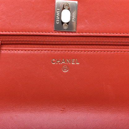 Chanel Lambskin Quilted Trendy CC Wallet On Chain WOC Orange 8 of 11