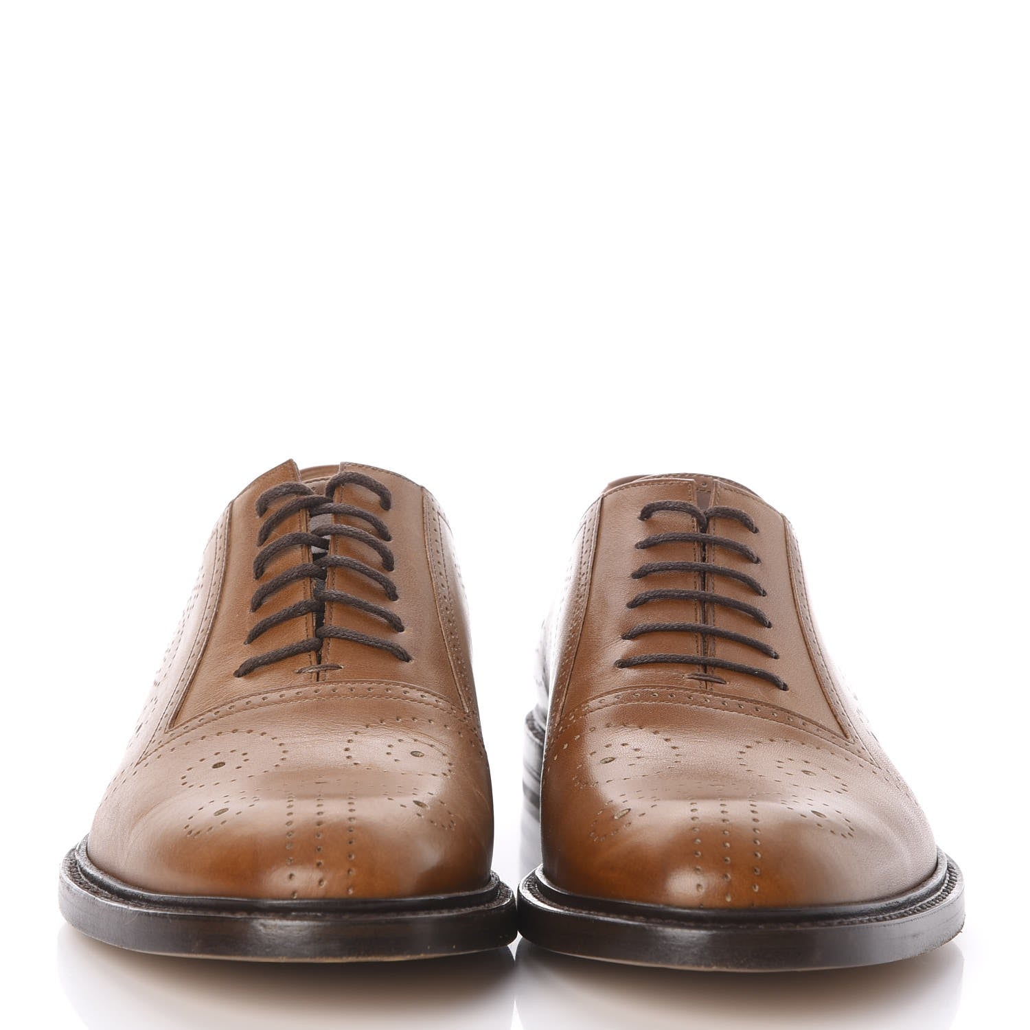 Gucci Calfskin Bee Perforated Mens Lace Up Oxfords 7 Brown 2 of 9