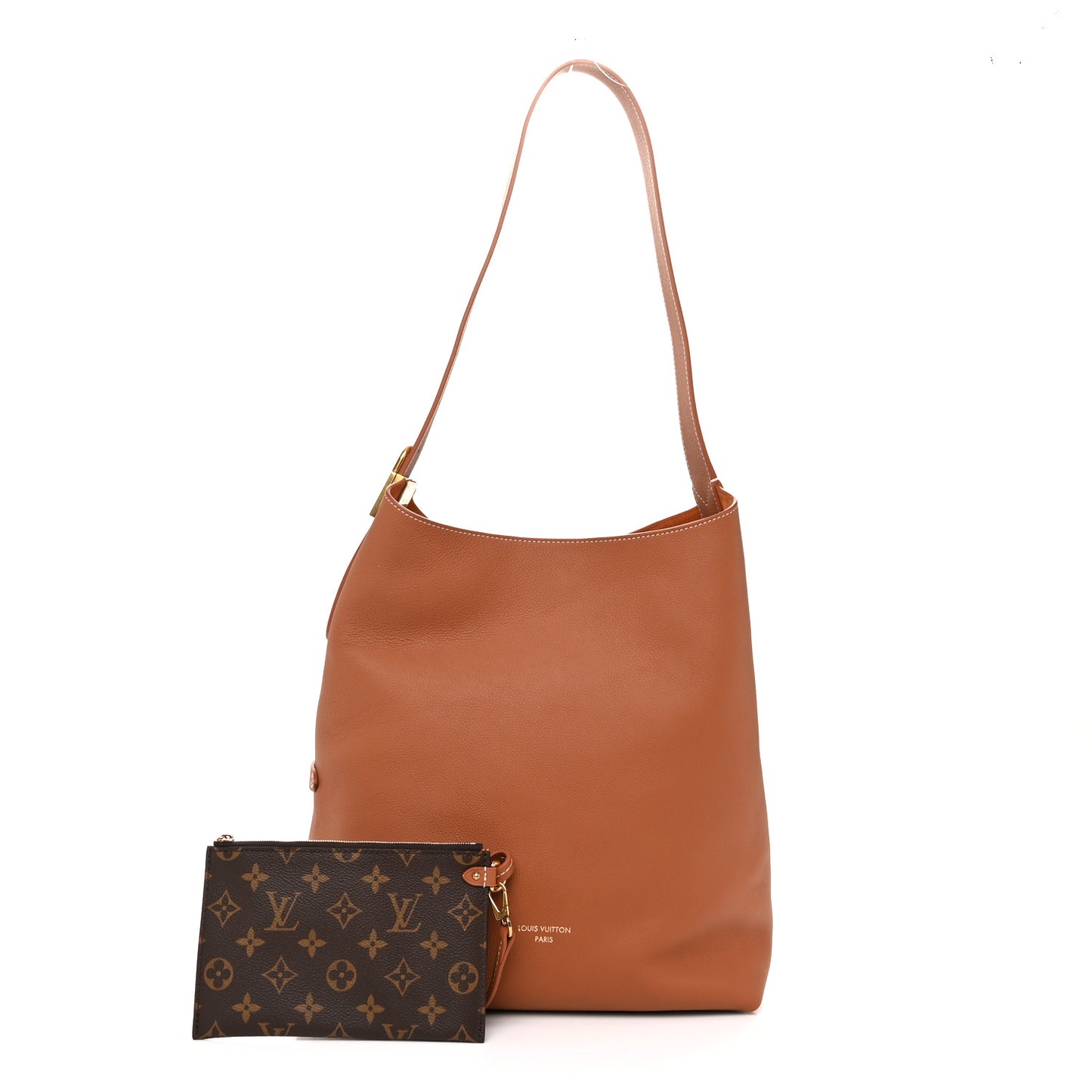 Grained Calfskin Low Key Hobo MM Cognac