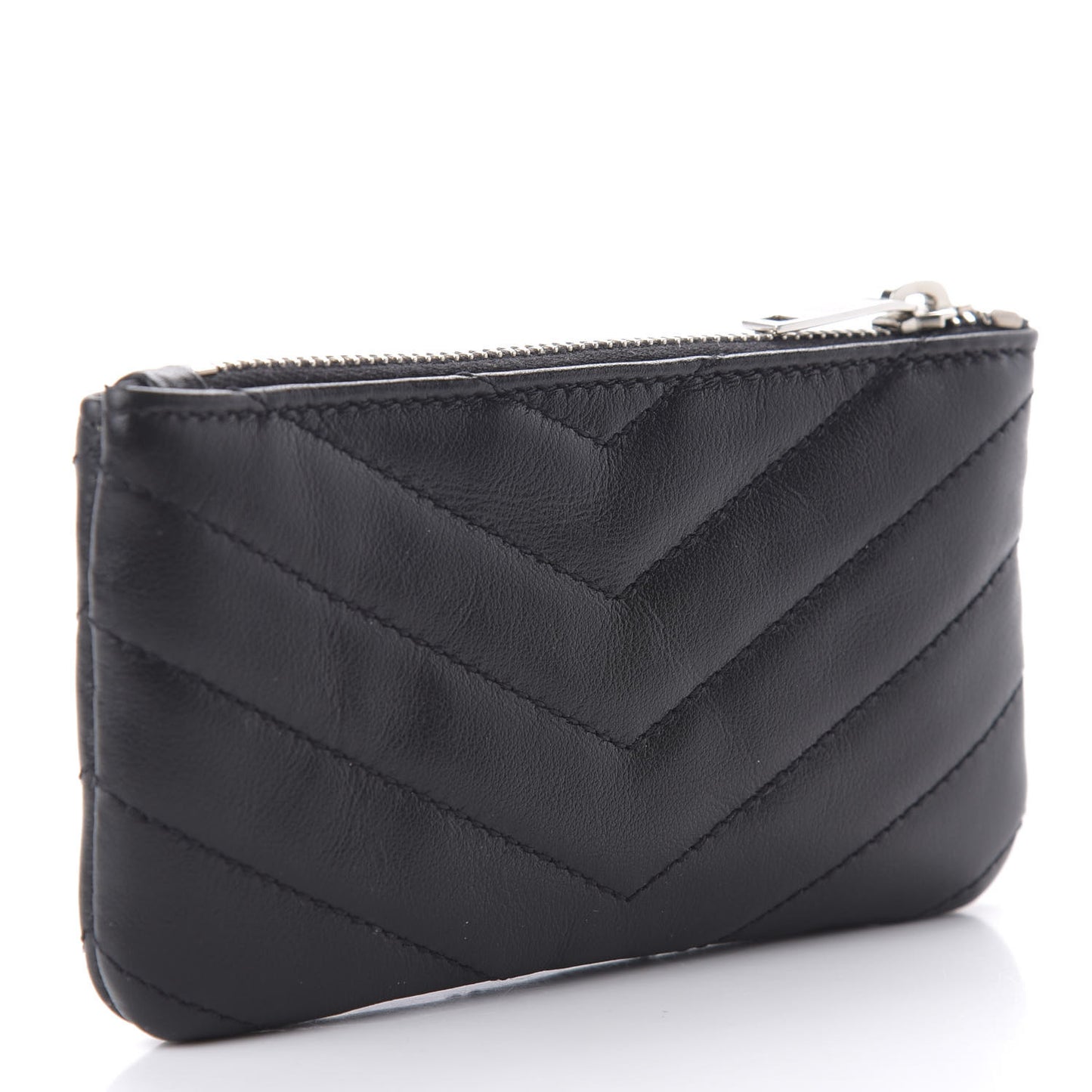 Calfskin Matelasse Monogram Key Pouch Black