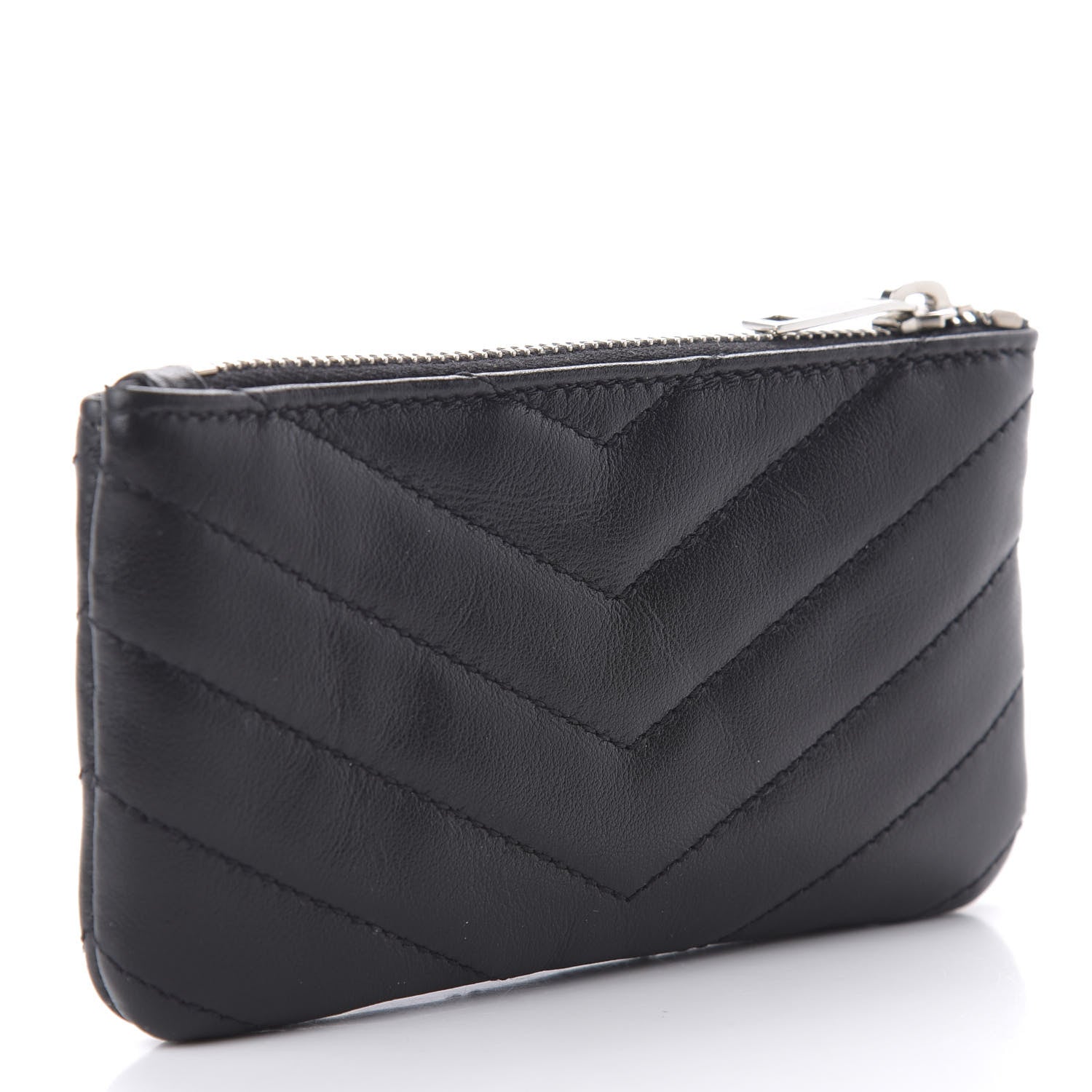Saint Laurent Calfskin Matelasse Monogram Key Pouch Black 3 of 11