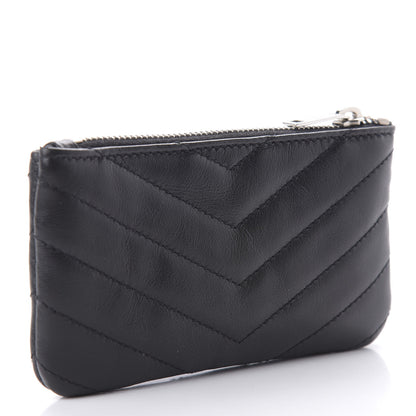 Saint Laurent Calfskin Matelasse Monogram Key Pouch Black 3 of 11