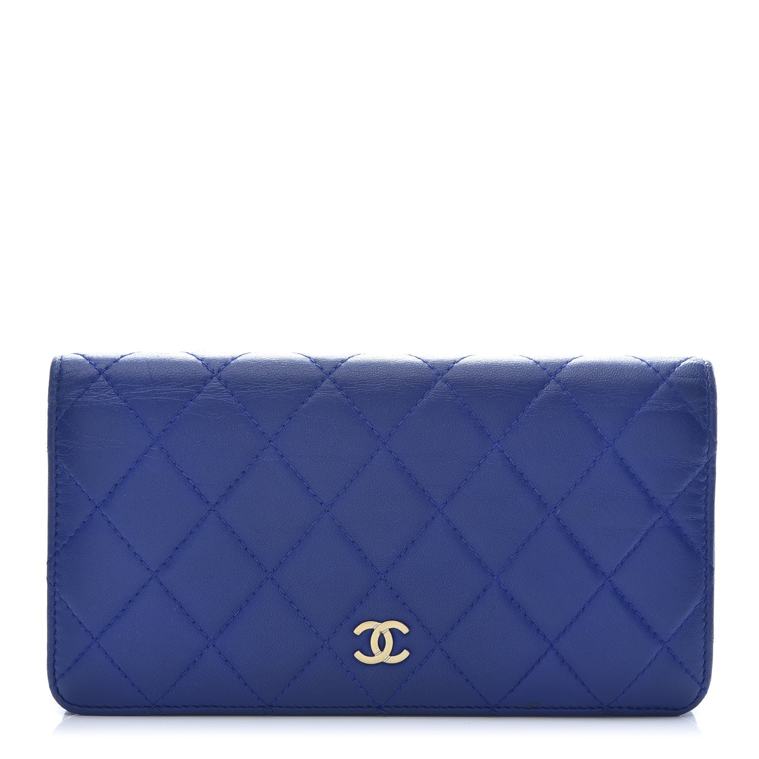 Chanel Lambskin Quilted Yen Wallet Blue 1 of 10