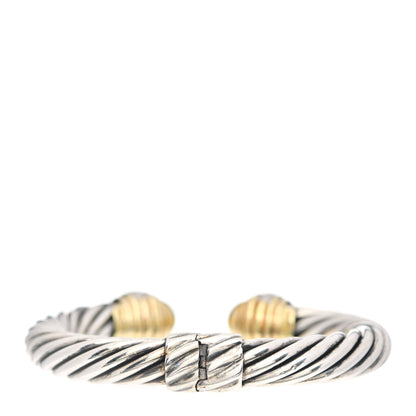 David Yurman Sterling Silver 18K Yellow Gold Diamond 10mm Cable Classics Dome Bracelet 3 of 4