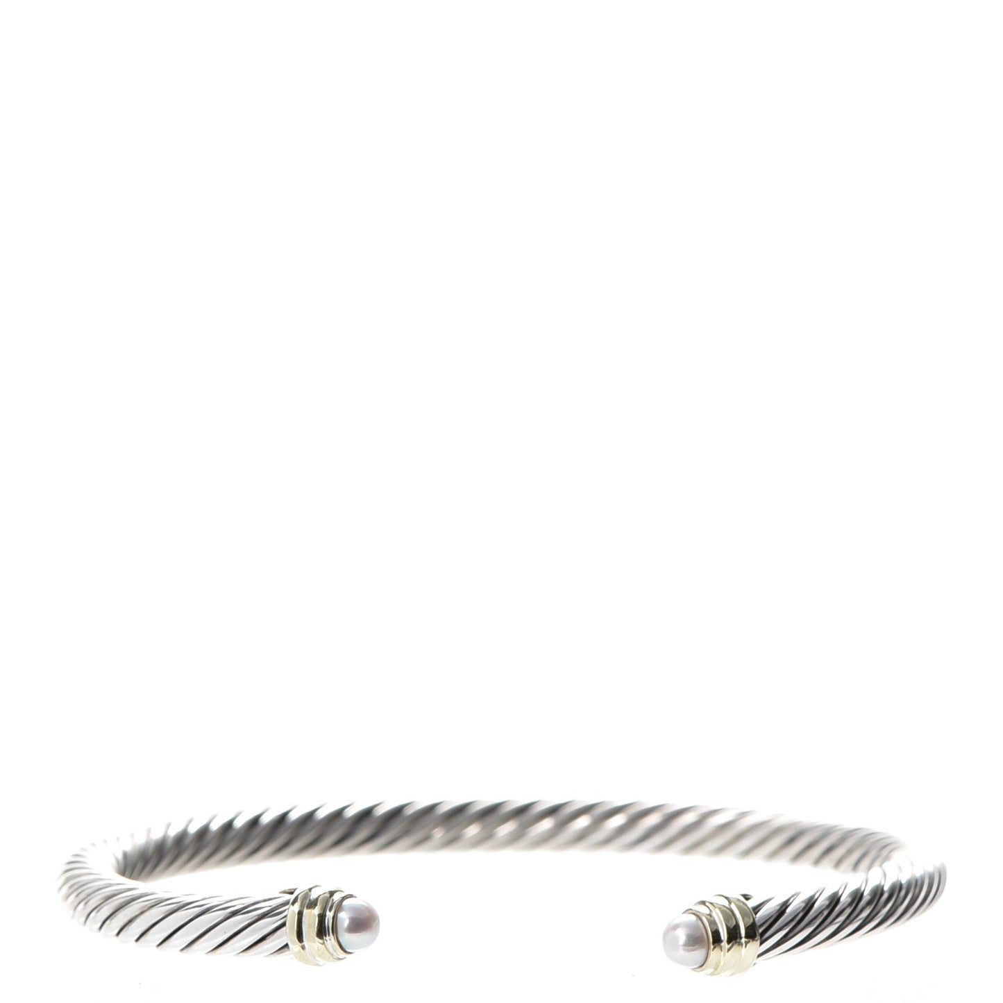 Sterling Silver 14K Yellow Gold Pearl 5mm Cable Classics Petite Color Bracelet