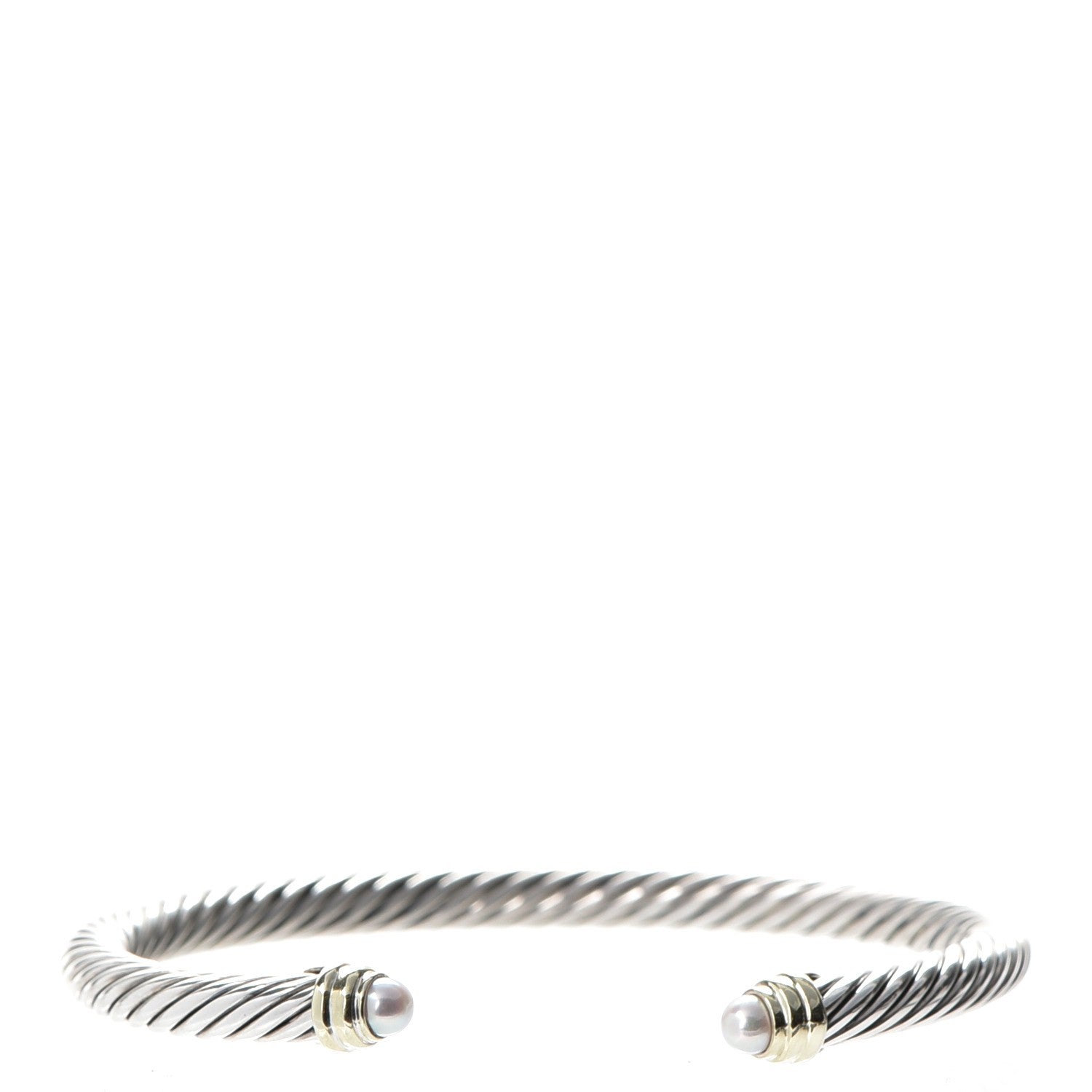 David Yurman Sterling Silver 14K Yellow Gold Pearl 5mm Cable Classics Petite Color Bracelet 1 of 5