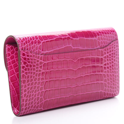 Hermes Shiny Alligator Constance Long Wallet Rose Scheherazade 3 of 9