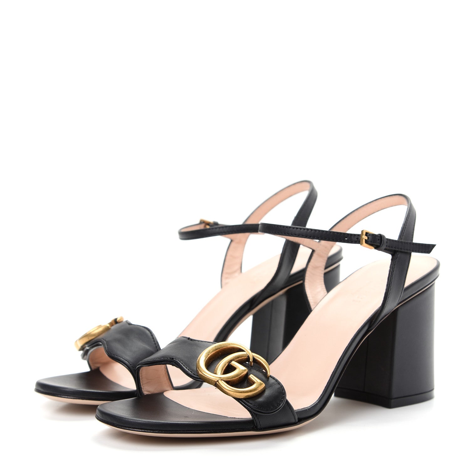 Gucci Lifford Calfskin GG Marmont Ankle Wrap 75mm Sandals 36.5 Black 3 of 11