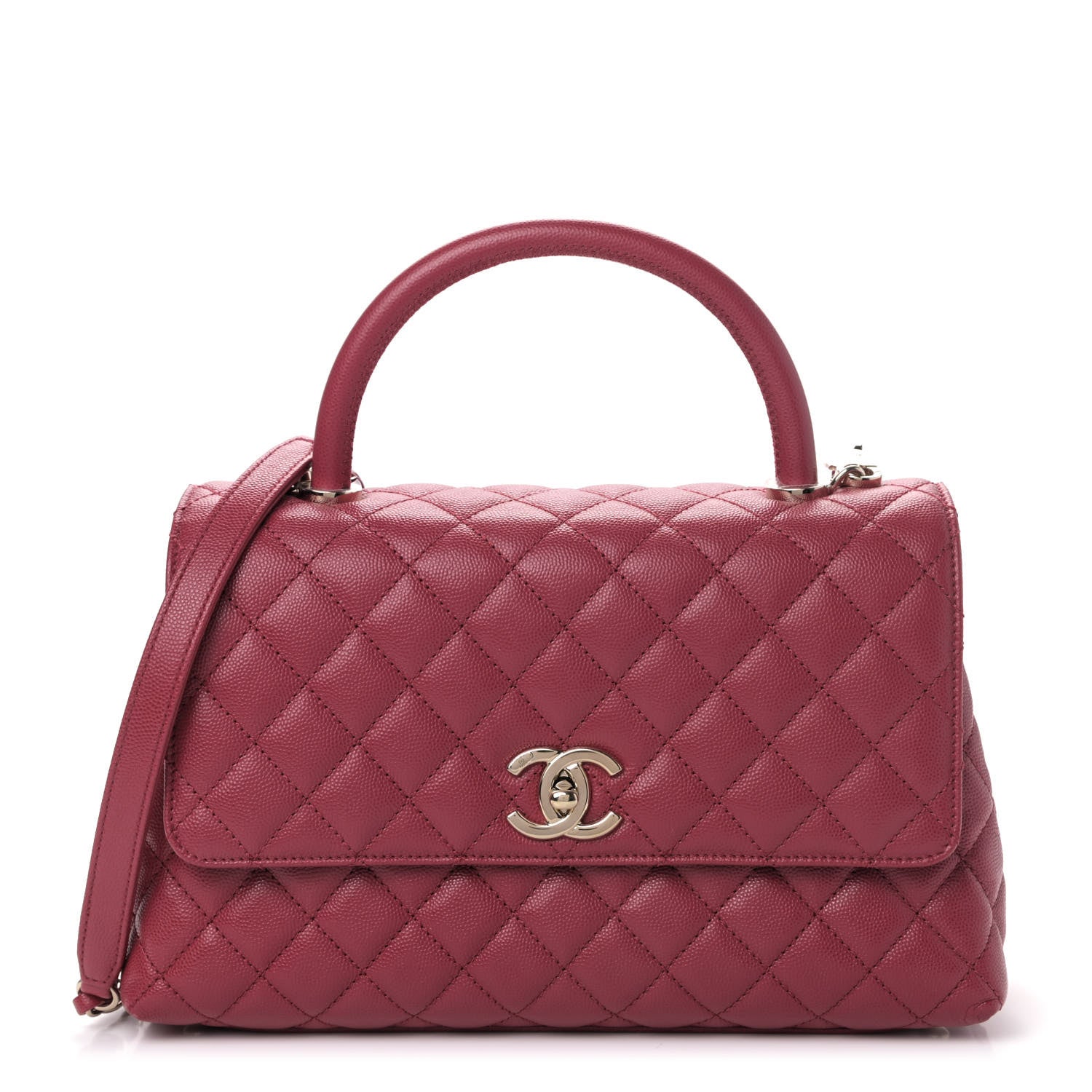 Chanel Caviar Quilted Small Coco Handle Flap Dark Pink 1 of 4