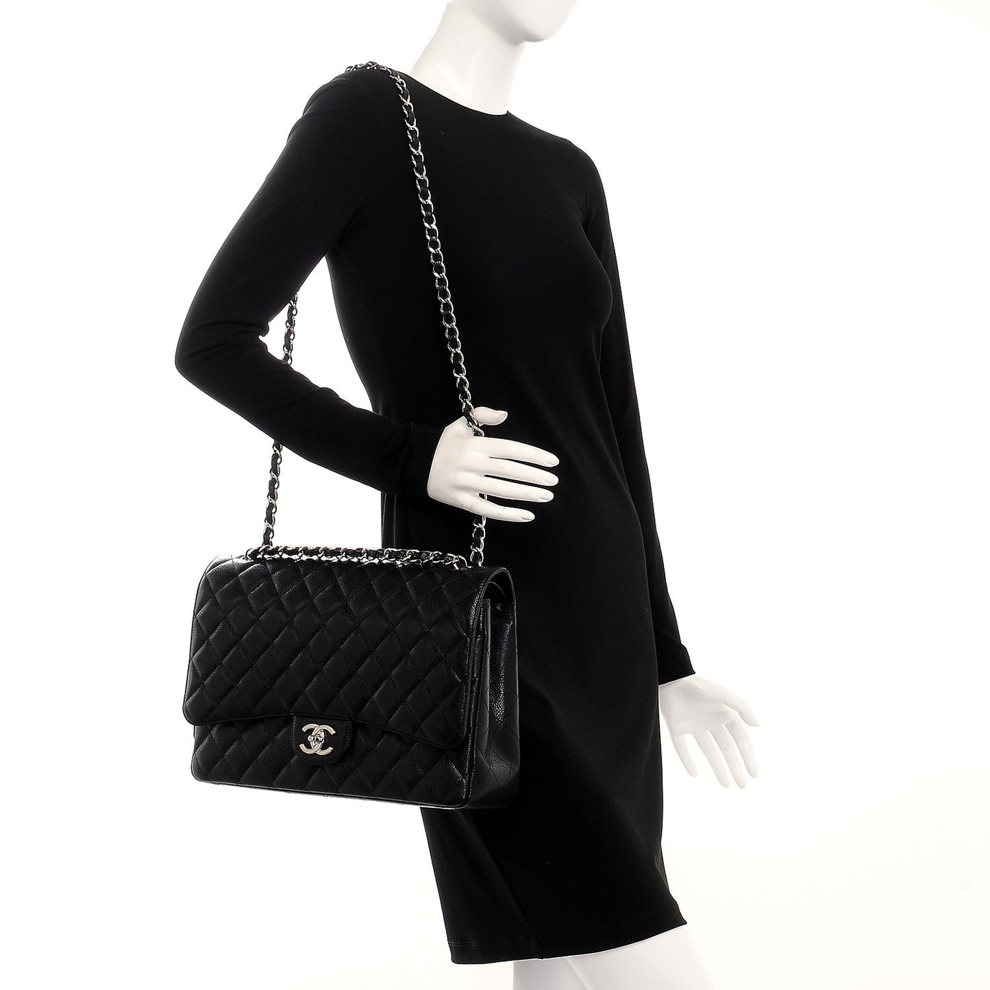 Caviar Quilted Maxi Double Flap Black
