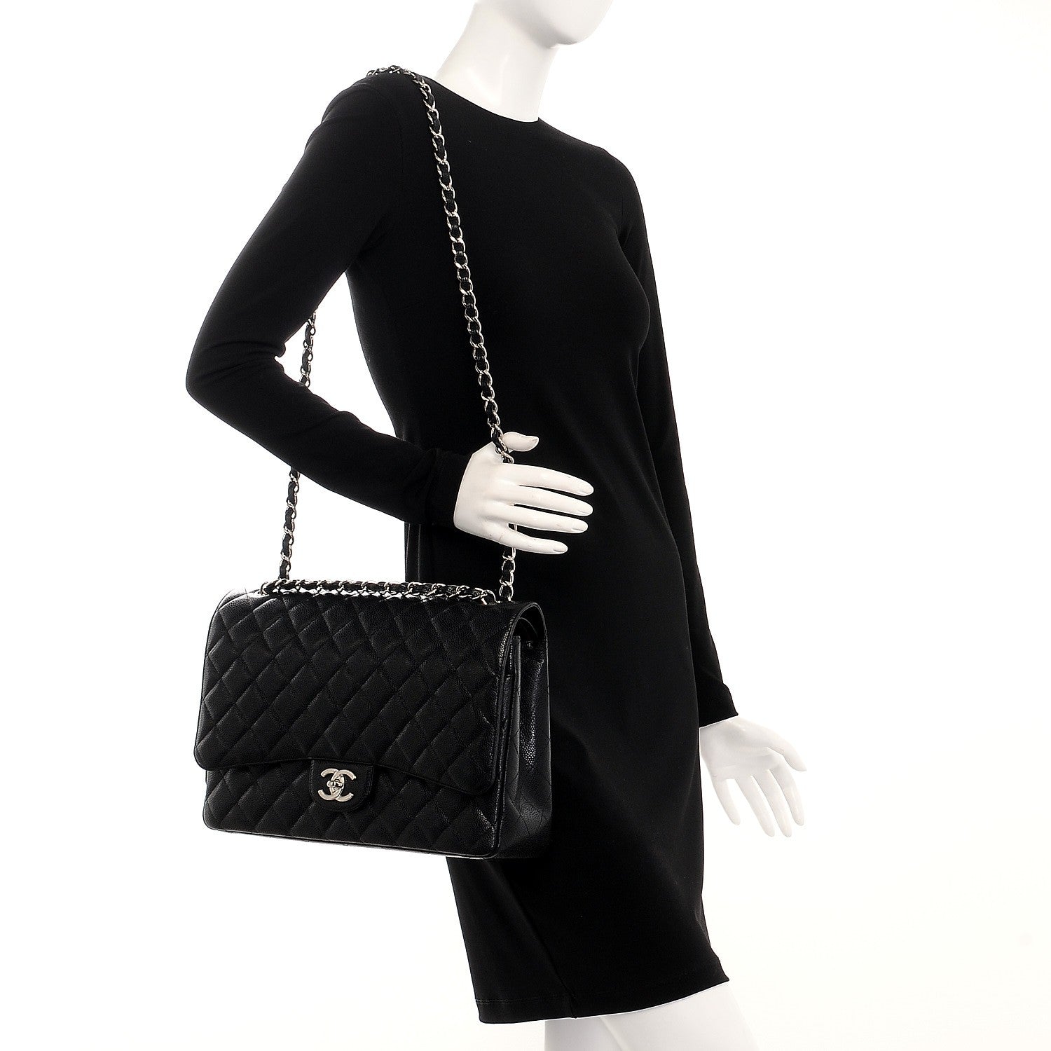 Chanel Caviar Quilted Maxi Double Flap Black 2 of 9