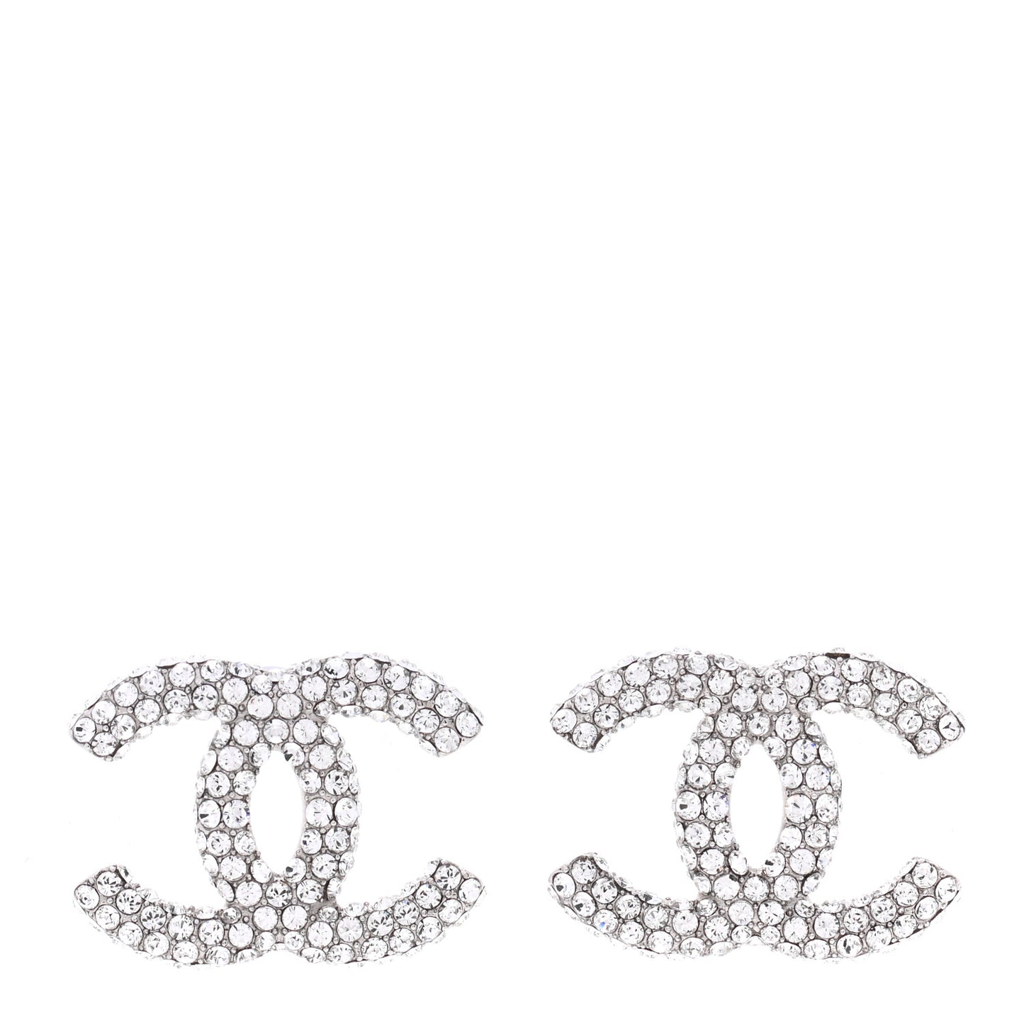 Crystal CC Treasure Chest Earrings Silver