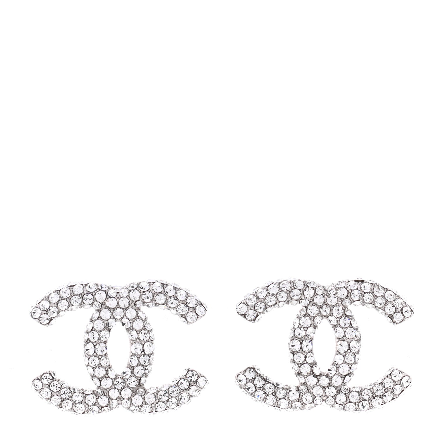 Chanel Crystal CC Treasure Chest Earrings Silver 1 of 4