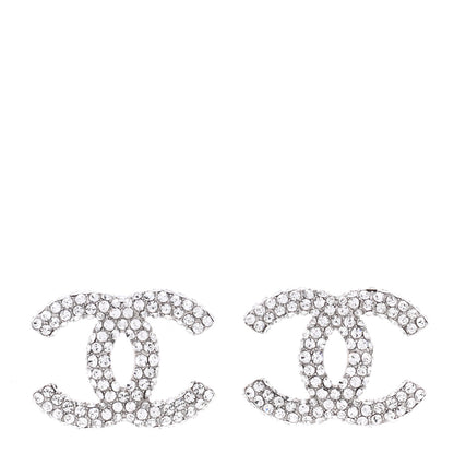 Chanel Crystal CC Treasure Chest Earrings Silver 1 of 4