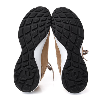Chanel Suede Goatskin CC Sneakers 40.5 Dark Beige 6 of 10