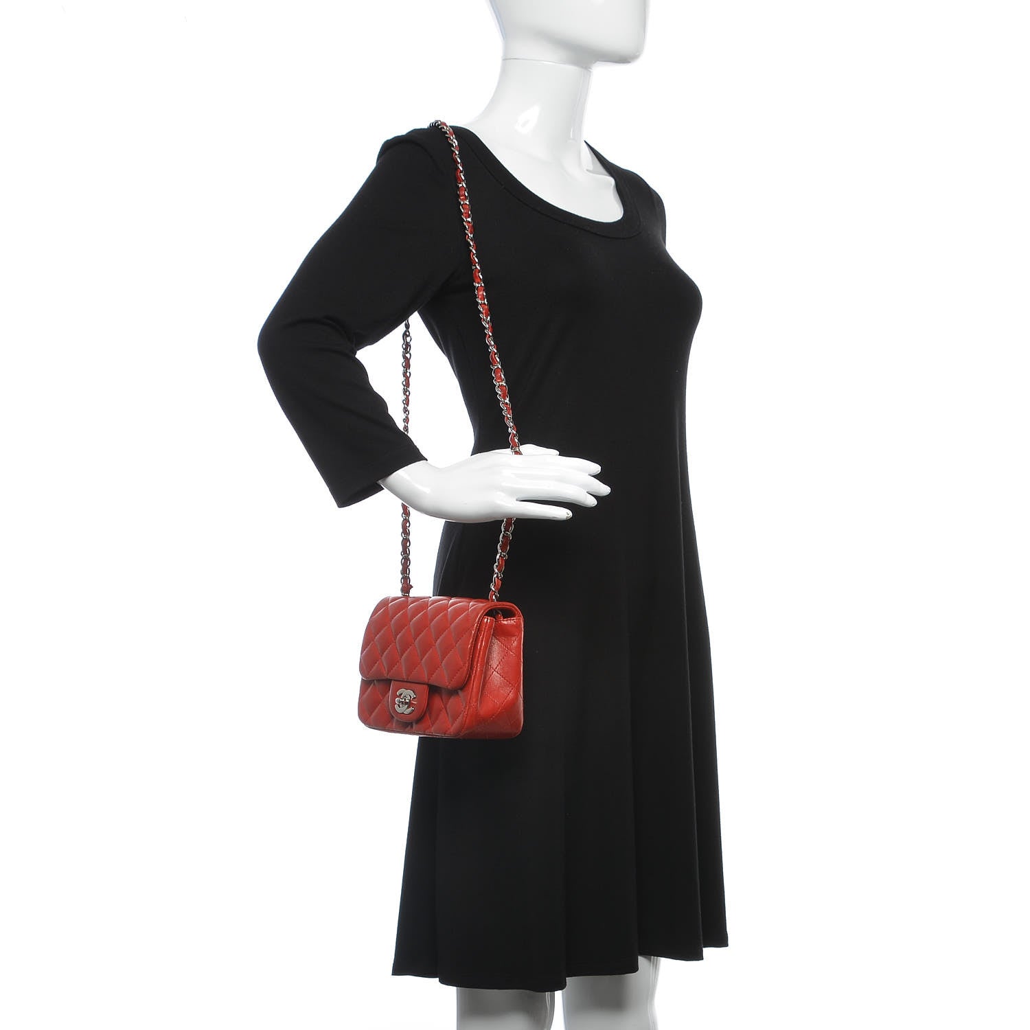 Chanel Lambskin Quilted Mini Square Flap Red 2 of 14