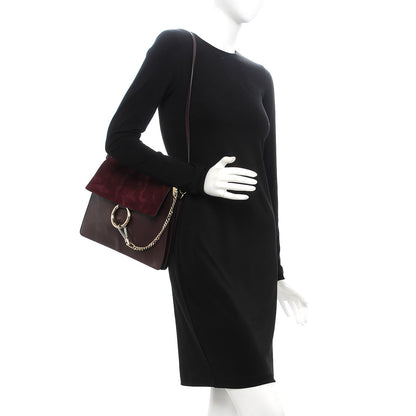 Chloe Suede Calfskin Medium Faye Shoulder Bag Dark Purple 2 of 12