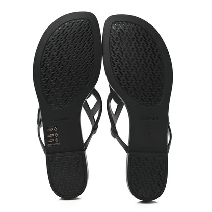 Hermes Rubber Womens Egerie Sandals 38 Black 5 of 9