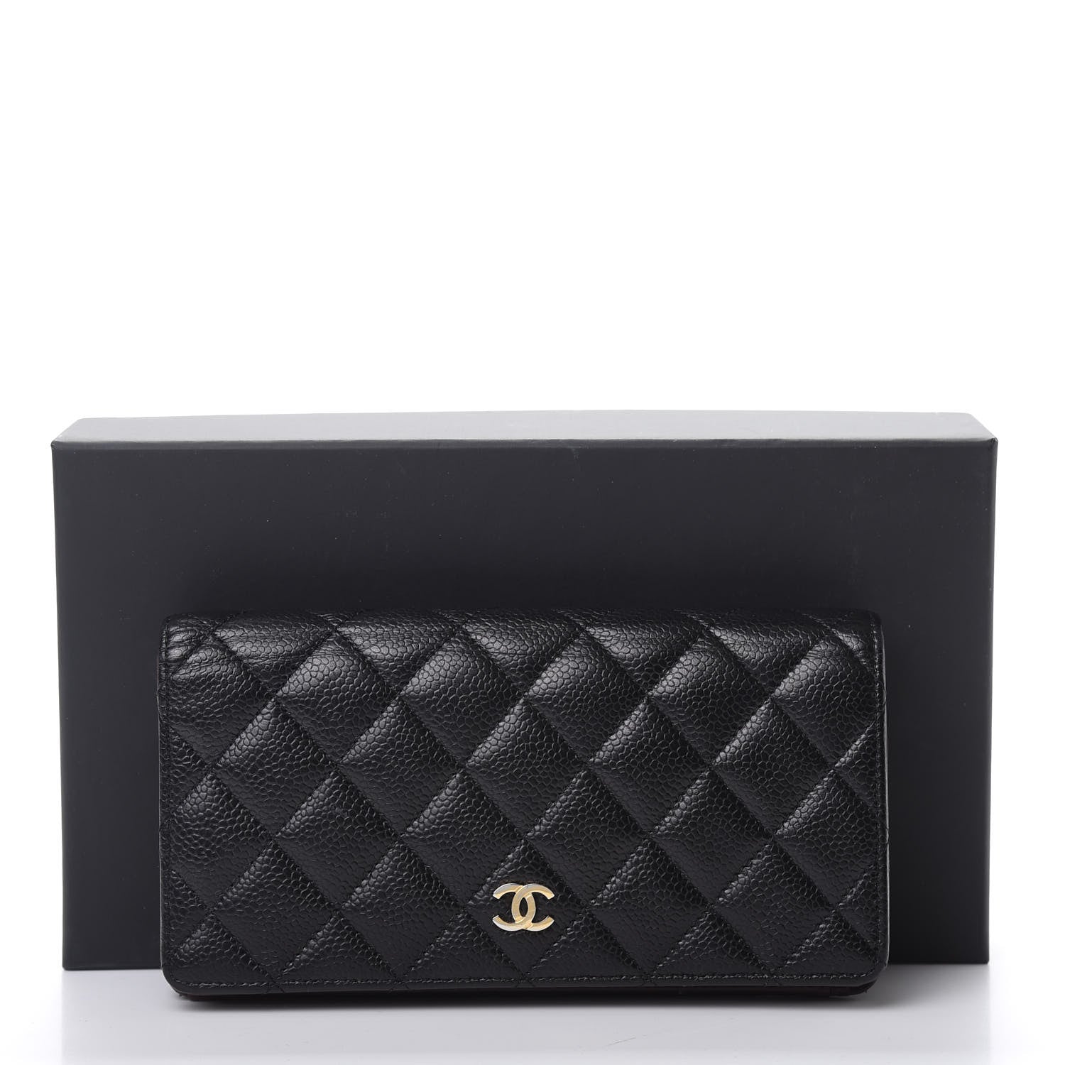 Chanel Caviar Quilted Yen Wallet Black 2 of 12