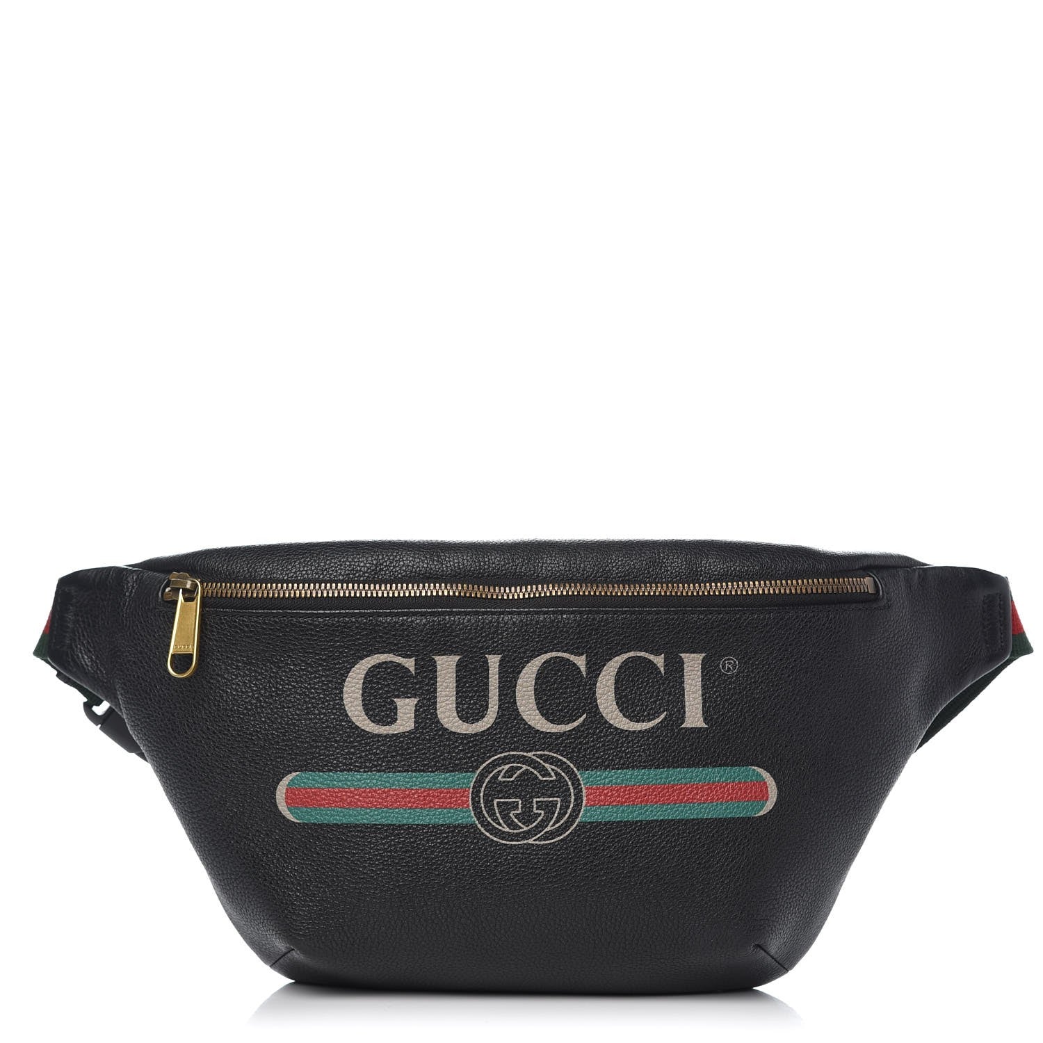 Gucci Grained Calfskin Logo Belt Bag Black 1 of 7