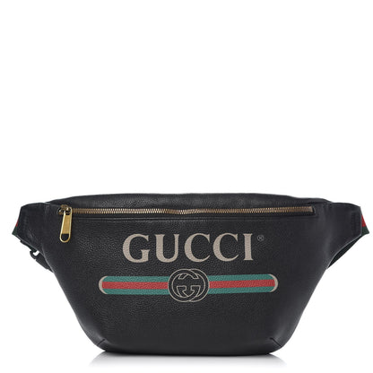 Gucci Grained Calfskin Logo Belt Bag Black 1 of 7